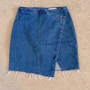Madewell Frayed Denim Wrap Skirt